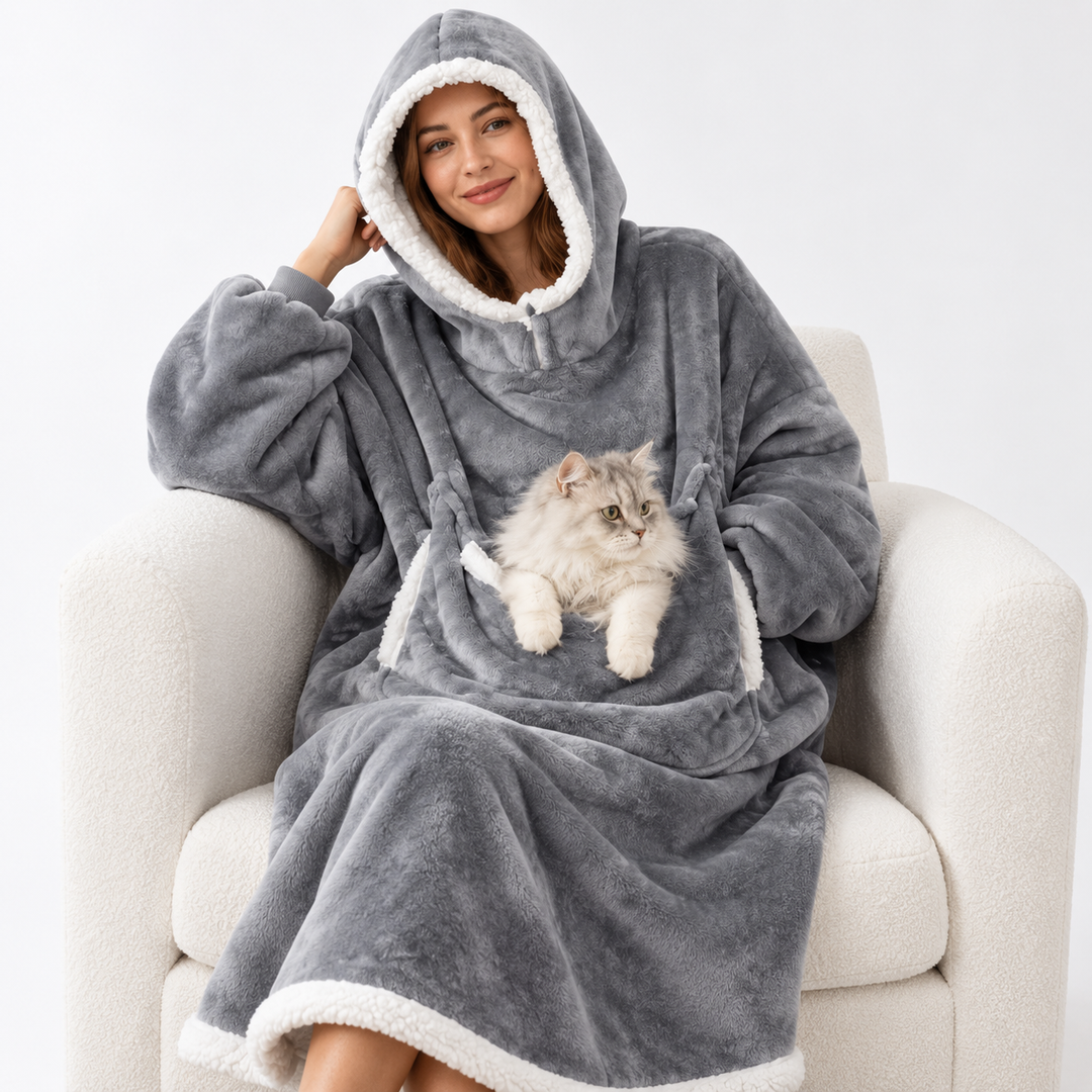 Rosaleen | Women's Oversized Sherpa Blanket Hoodie with Pet Pouch