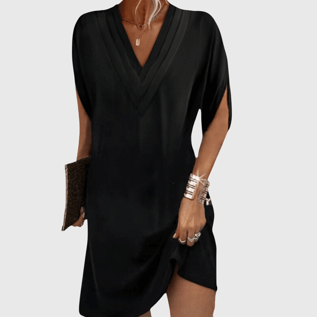 Women's Relaxed-Fit Flowy V-Neck Midi Dress for Casual Wear — view 1