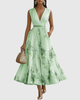 Women's Floral Pleated Tie-Waist V-Neck Maxi Dress for Formal Occasions — view 14
