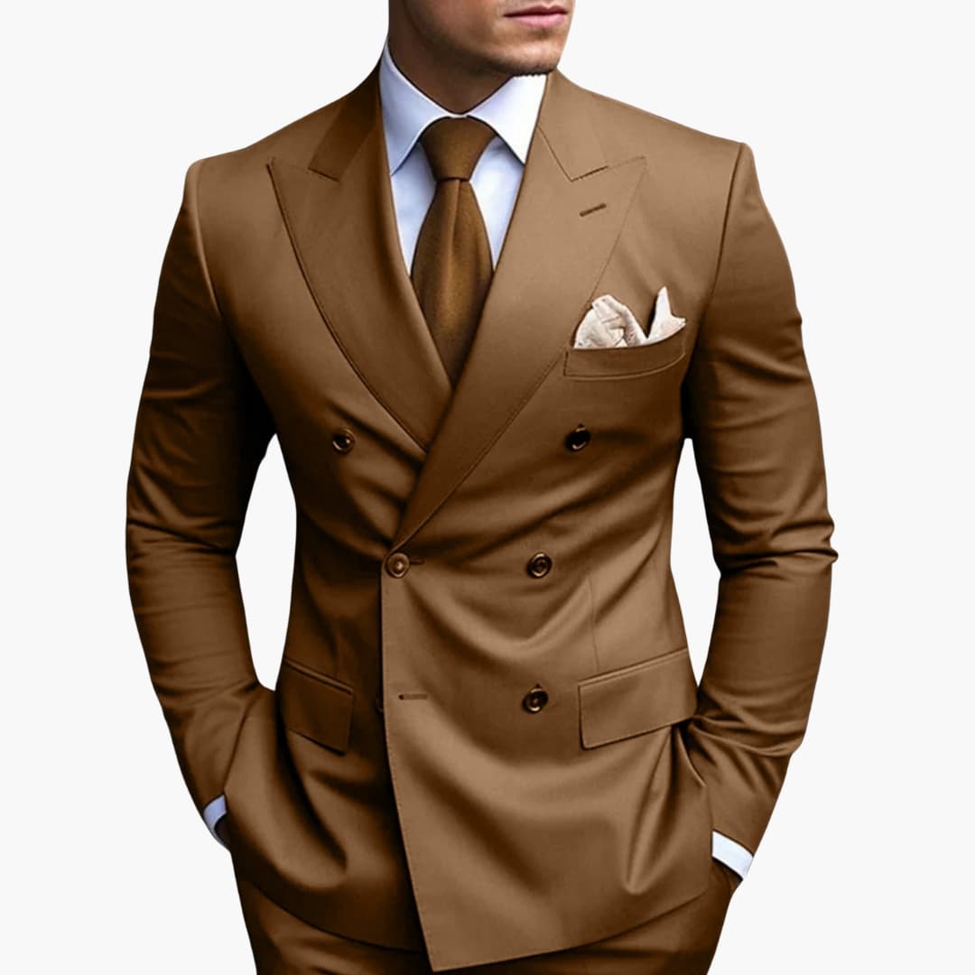 Herren-Anzug zweireihig – Tailliertes Set mit Reverskragen-Blazer & Hose für Hochzeit & Business