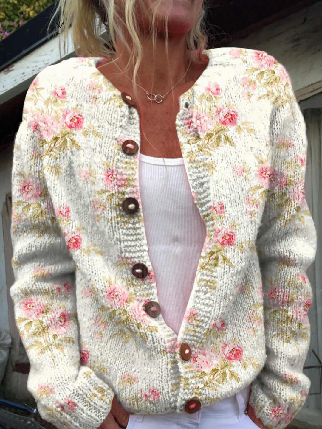 Rosa | Women's Floral Embroidered Button Cardigan