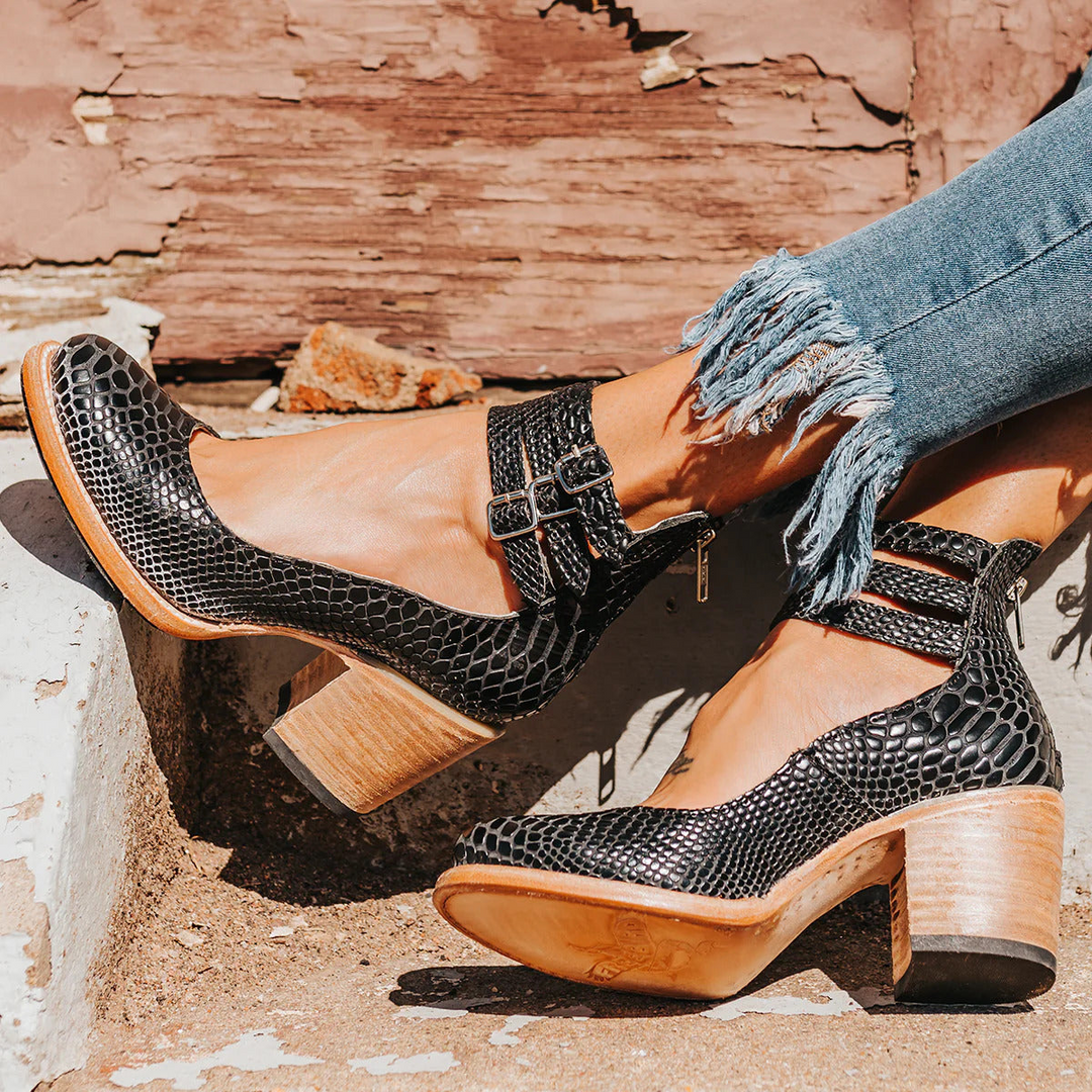 Delyth | Women's Block Heel Ankle Boots with Buckle Straps