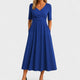 Women's Wrap Pleated V-Neck Midi Dress for Summer — view 3