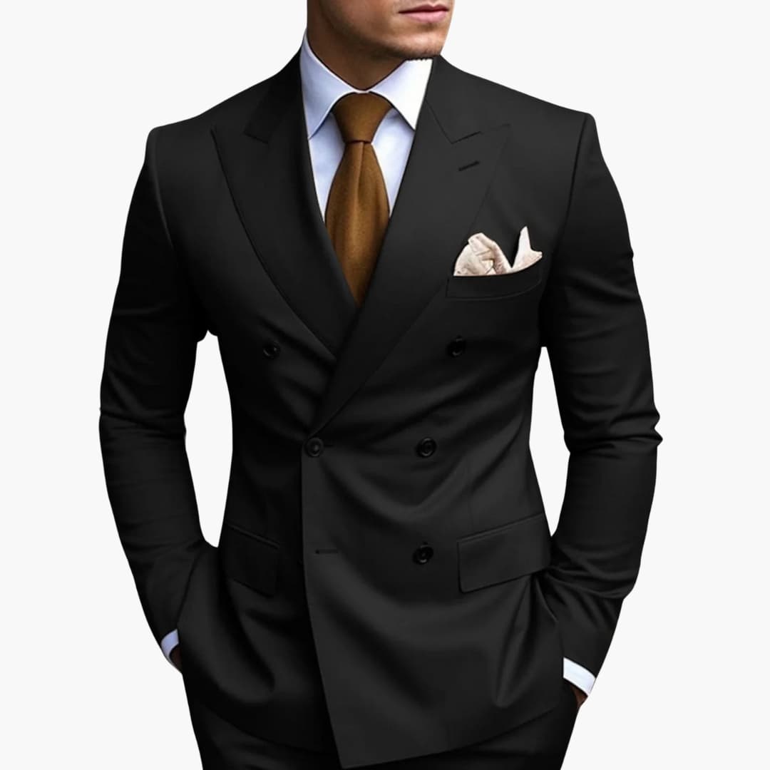 Herren-Anzug zweireihig – Tailliertes Set mit Reverskragen-Blazer & Hose für Hochzeit & Business