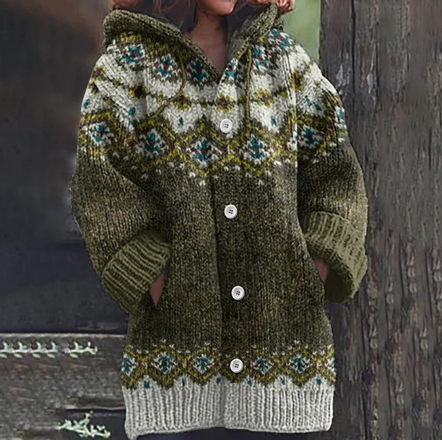 Alondra | Women's Nordic Hooded Knit Cardigan
