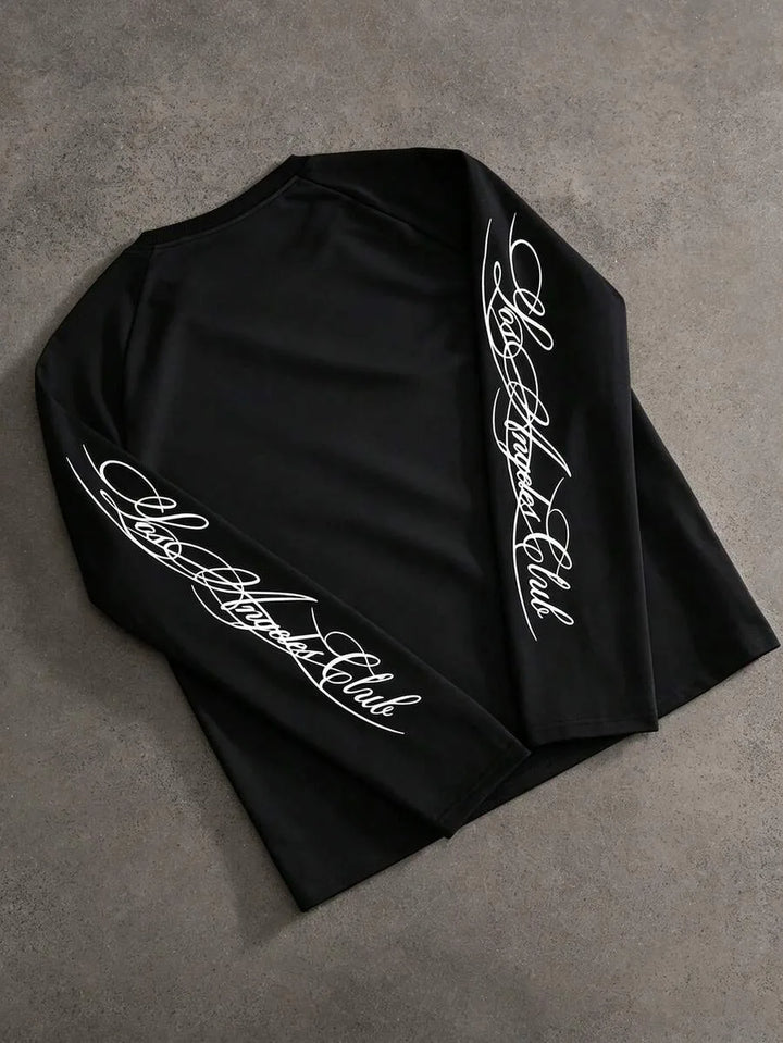 Morwen | Women's Script Print Long-Sleeve Top for Everyday Wear
