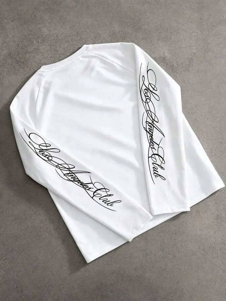 Morwen | Women's Script Print Long-Sleeve Top for Everyday Wear