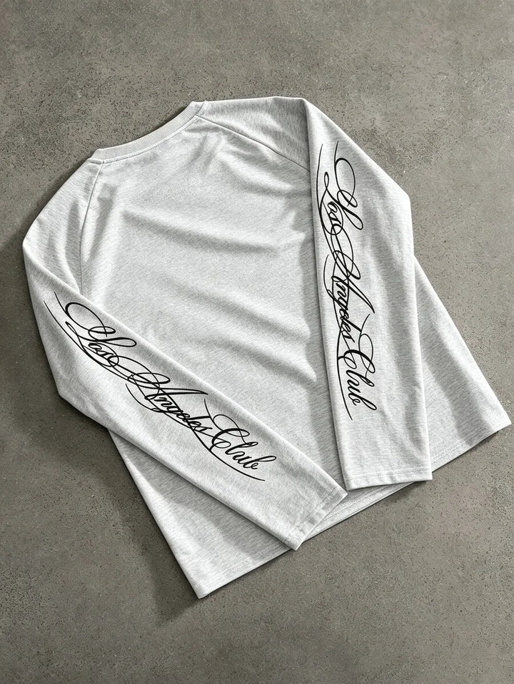 Morwen | Women's Script Print Long-Sleeve Top for Everyday Wear
