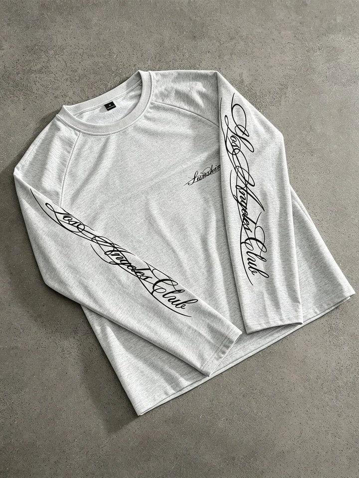 Morwen | Women's Script Print Long-Sleeve Top for Everyday Wear