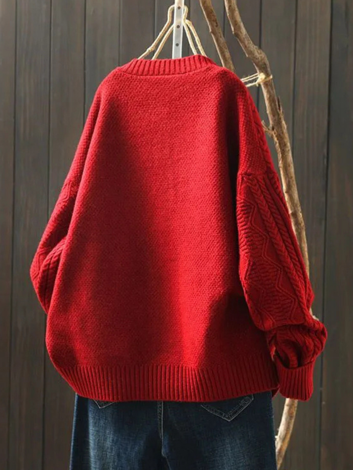 Karin | Women's Cable Knit Crew Neck Cardigan