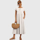 Women's Relaxed-Fit Flowy Round-Neck Short-Sleeve Midi Dress for Casual Wear — view 3