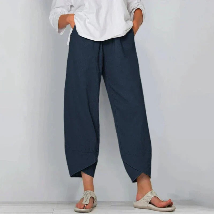 Jessamine | Women's Cropped Trousers for Cold Weather in Navy Blue