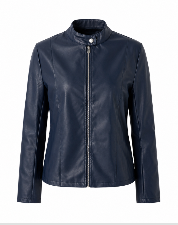 Temperance | Women's Fitted Stand Collar Leather-Look Jacket