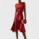 Women's Asymmetric Sleeveless Midi Dress for Evening Wear — view 1