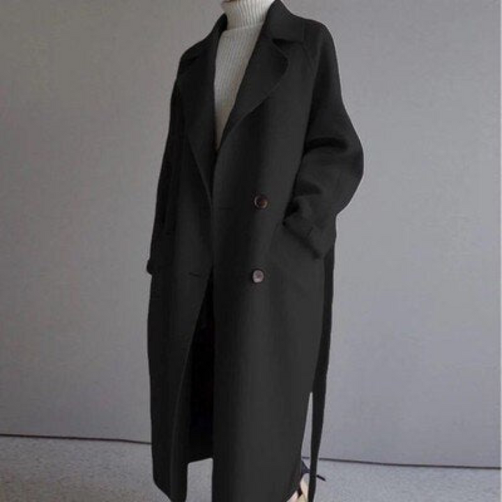 Florence | Women's Belted Oversized Trench Coat for Everyday Wear in Black