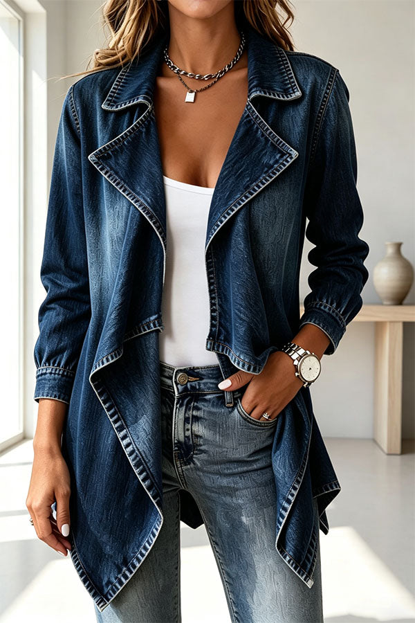 Matilda | Women's Draped Lapel Denim Jacket