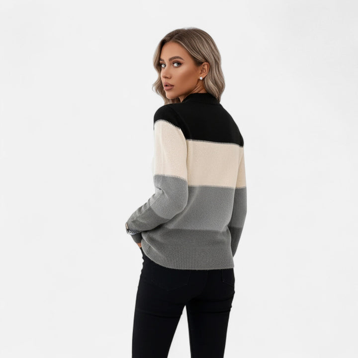 Charlene | Women's Striped Knit Crew Neck Sweater