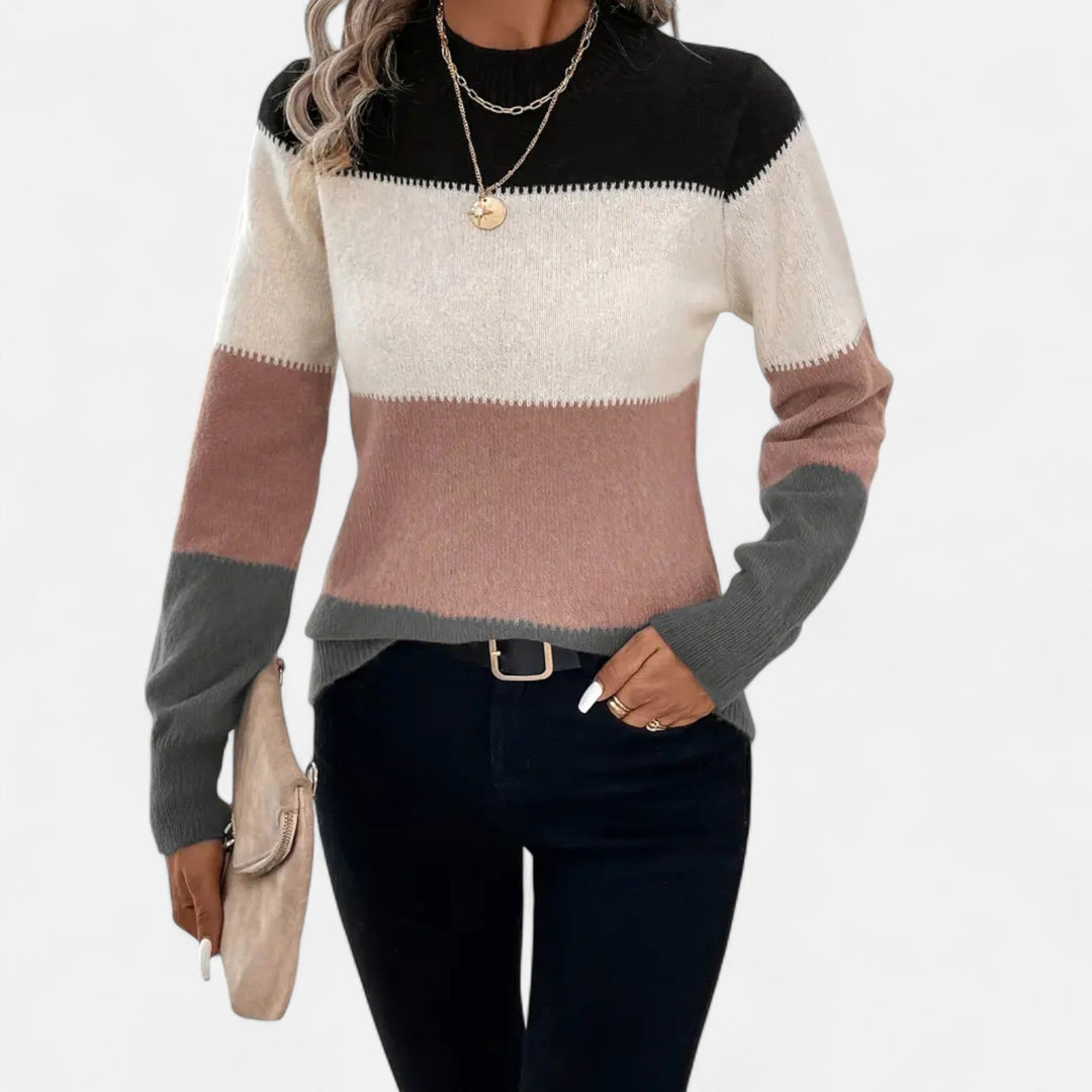 Charlene | Women's Striped Knit Crew Neck Sweater