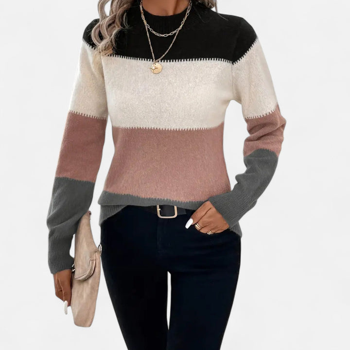 Charlene | Women's Striped Knit Crew Neck Sweater