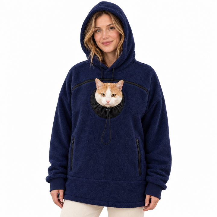 Corvina | Women's Sherpa Pet Carrier Hoodie with Peek-Out Pouch