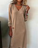 Violet | Women's V-Neck Long Sleeve Sweater Midi Dress