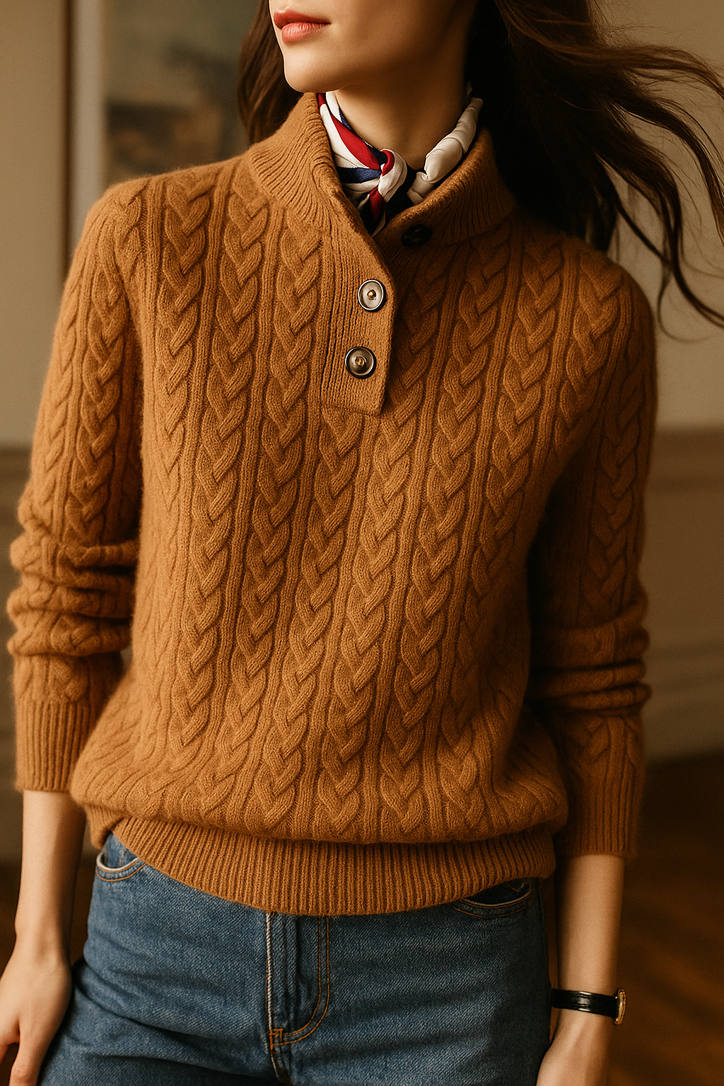 Nathalia | Women's Button-Up Cable Knit Sweater