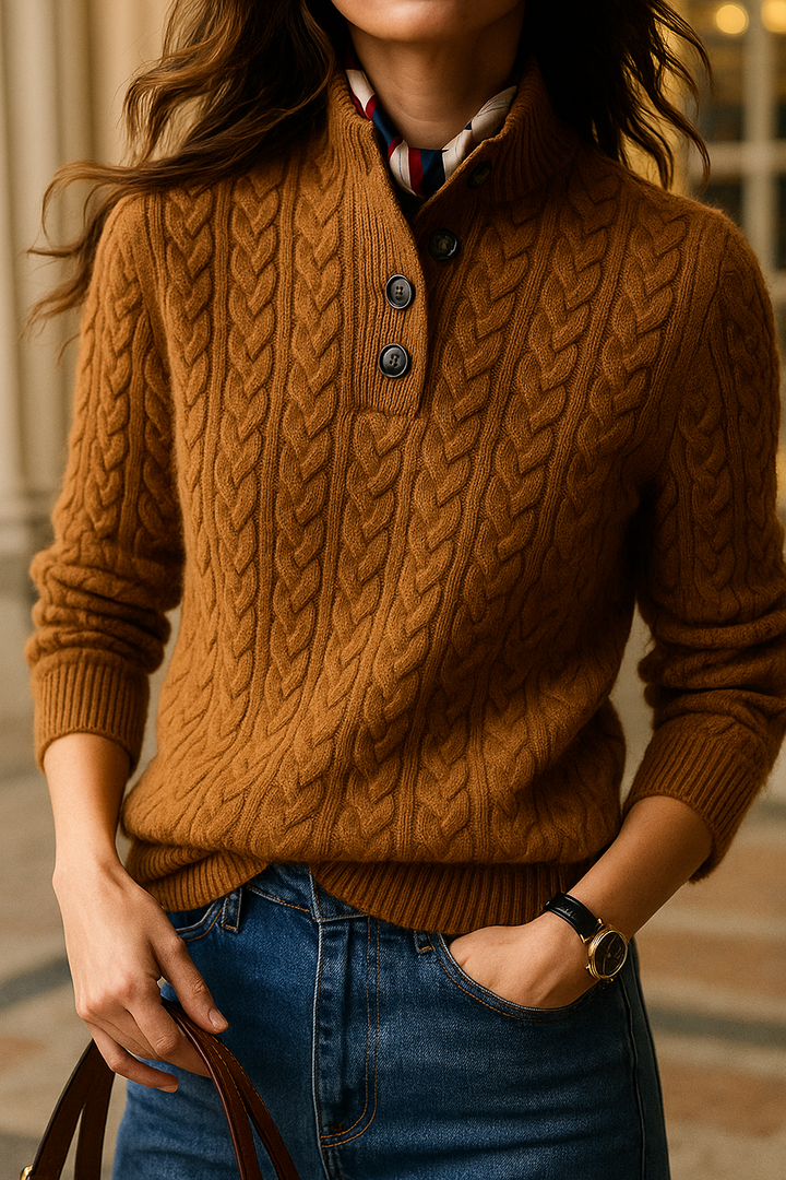 Nathalia | Women's Button-Up Cable Knit Sweater