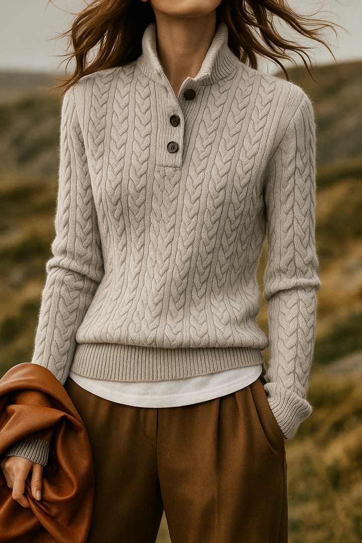Nathalia | Women's Button-Up Cable Knit Sweater