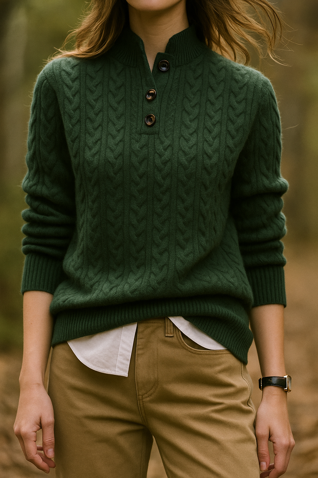 Nathalia | Women's Button-Up Cable Knit Sweater