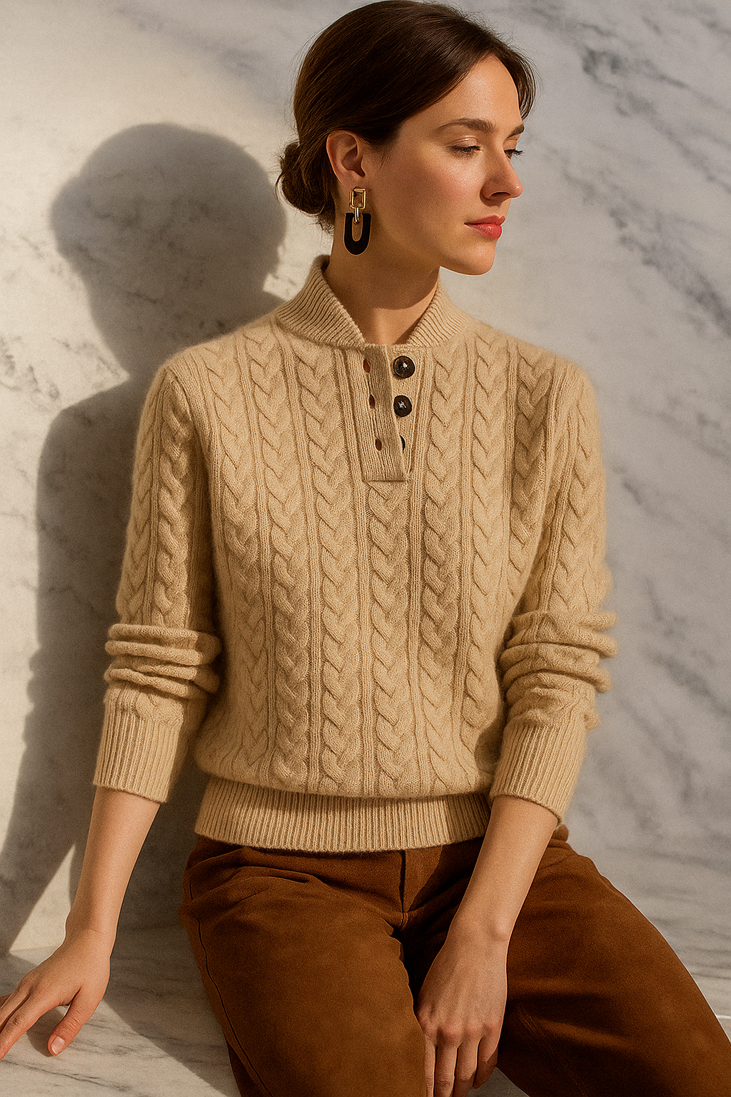 Nathalia | Women's Button-Up Cable Knit Sweater