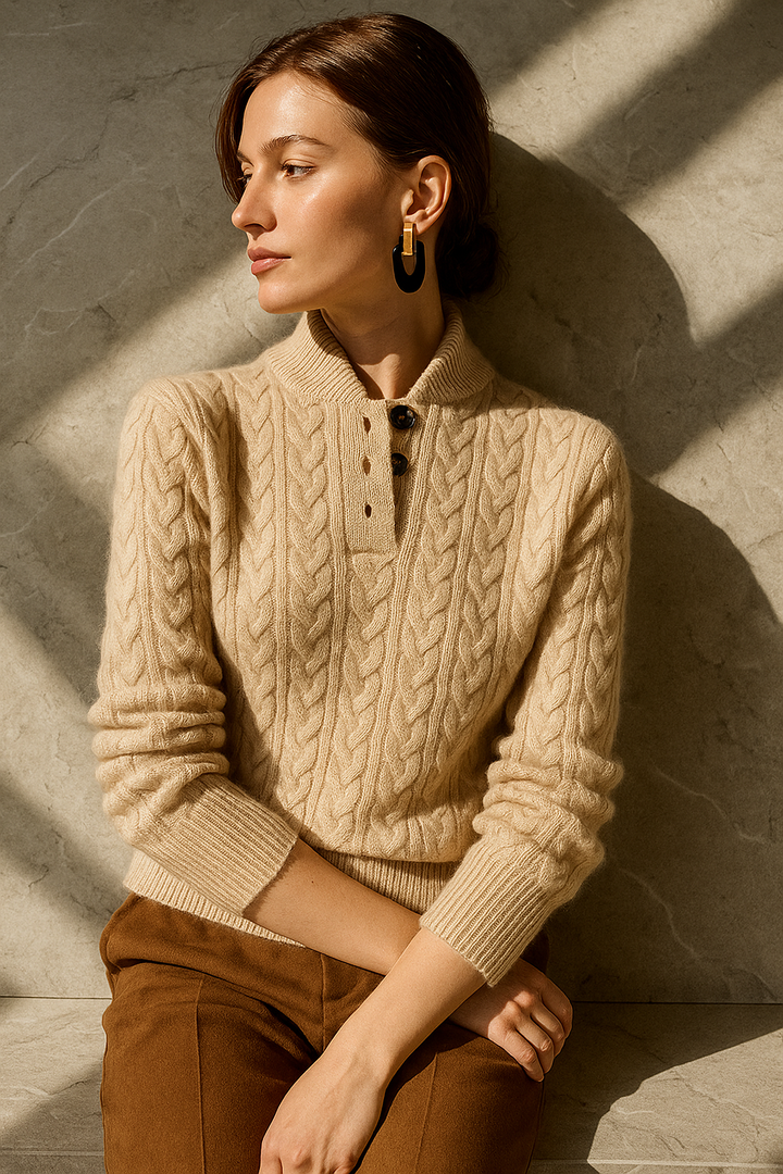 Nathalia | Women's Button-Up Cable Knit Sweater