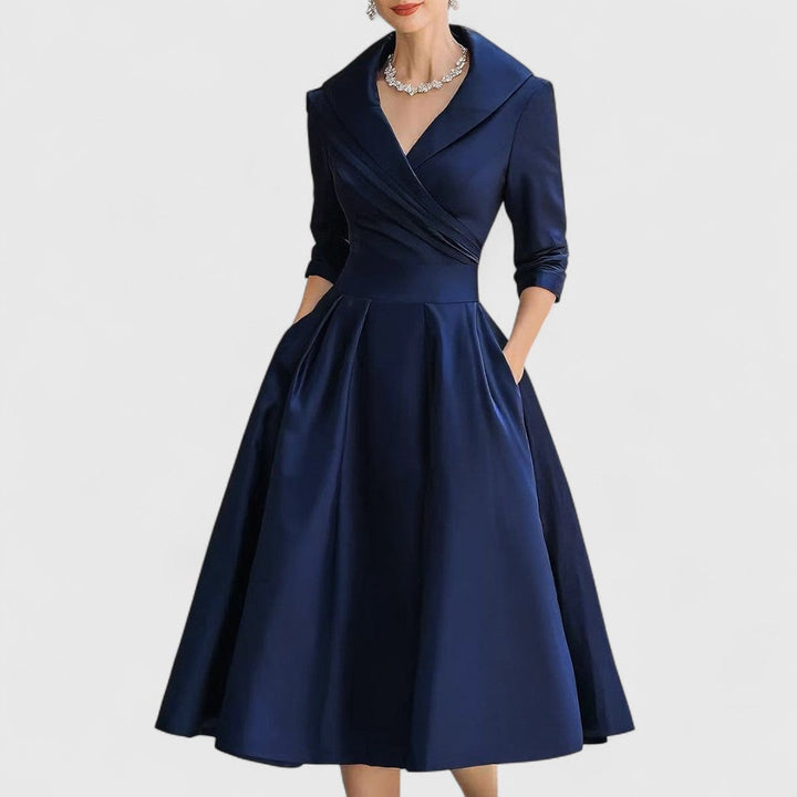Women's Wrap Relaxed-Fit V-Neck Three-Quarter-Sleeve Midi Dress for Special Occasions — view 1