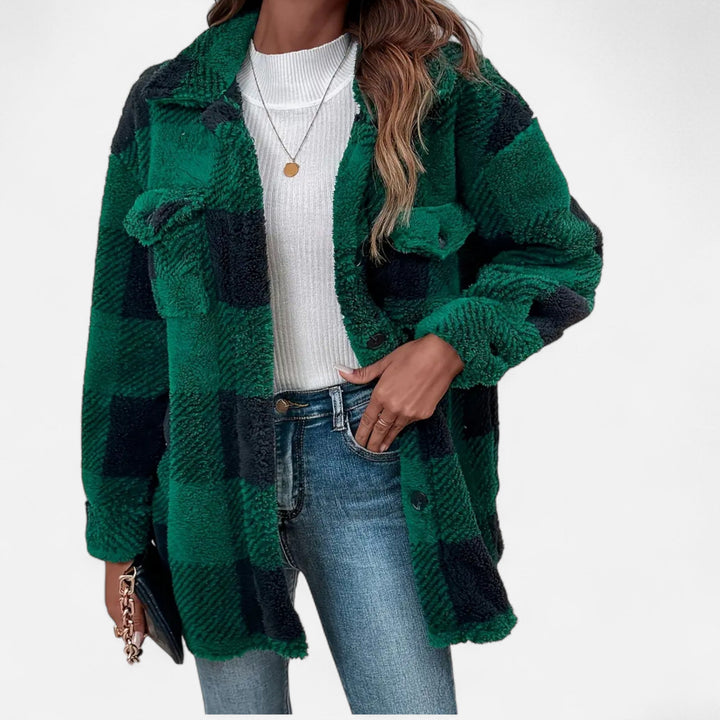 Klementine | Women's Checkered Plush Winter Jacket