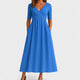 Women's Wrap Pleated V-Neck Midi Dress for Summer — view 4