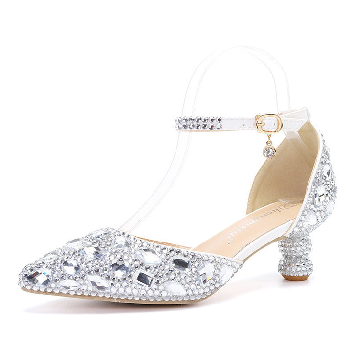 Rosabelle | Women's Rhinestone Pointed-Toe Ankle Strap Pumps