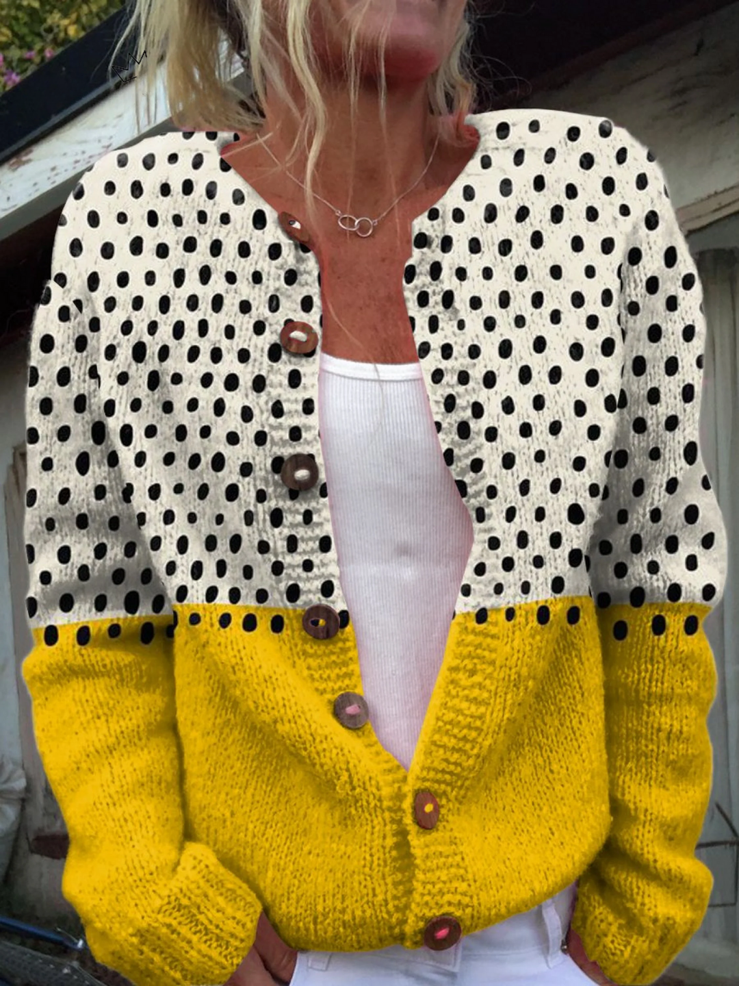 Junella | Women's Colourblock Vintage Knit Cardigan