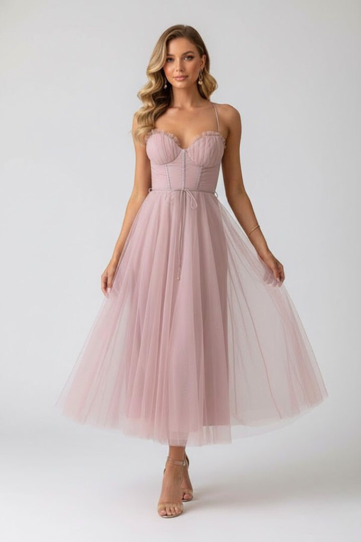 Tüllkleid für Damen mit Herzausschnitt – Festliches Abend- & Partykleid