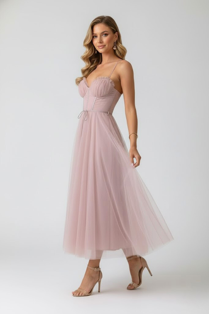 Tüllkleid für Damen mit Herzausschnitt – Festliches Abend- & Partykleid