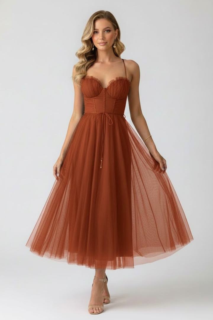 Tüllkleid für Damen mit Herzausschnitt – Festliches Abend- & Partykleid
