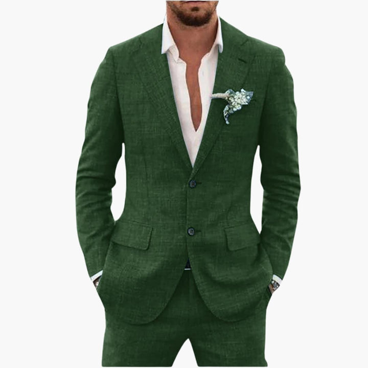 Herren-Leinenanzug – Zweiteiliges Set mit einreihigem Blazer & Hose für Sommer und Urlaub