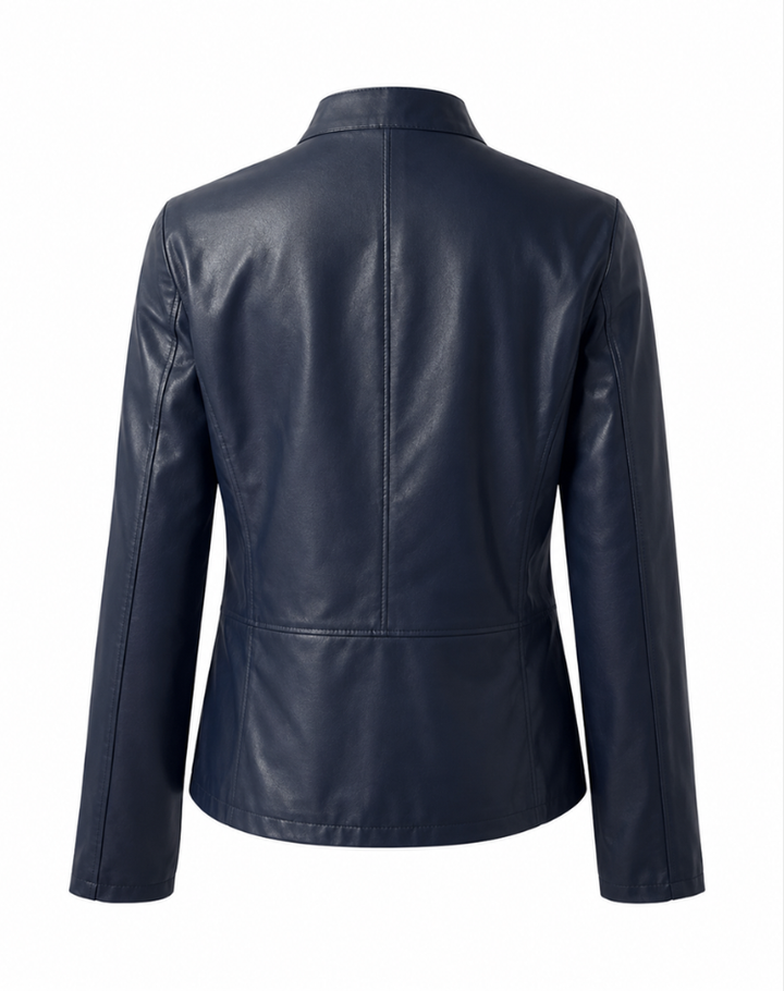 Temperance | Women's Fitted Stand Collar Leather-Look Jacket