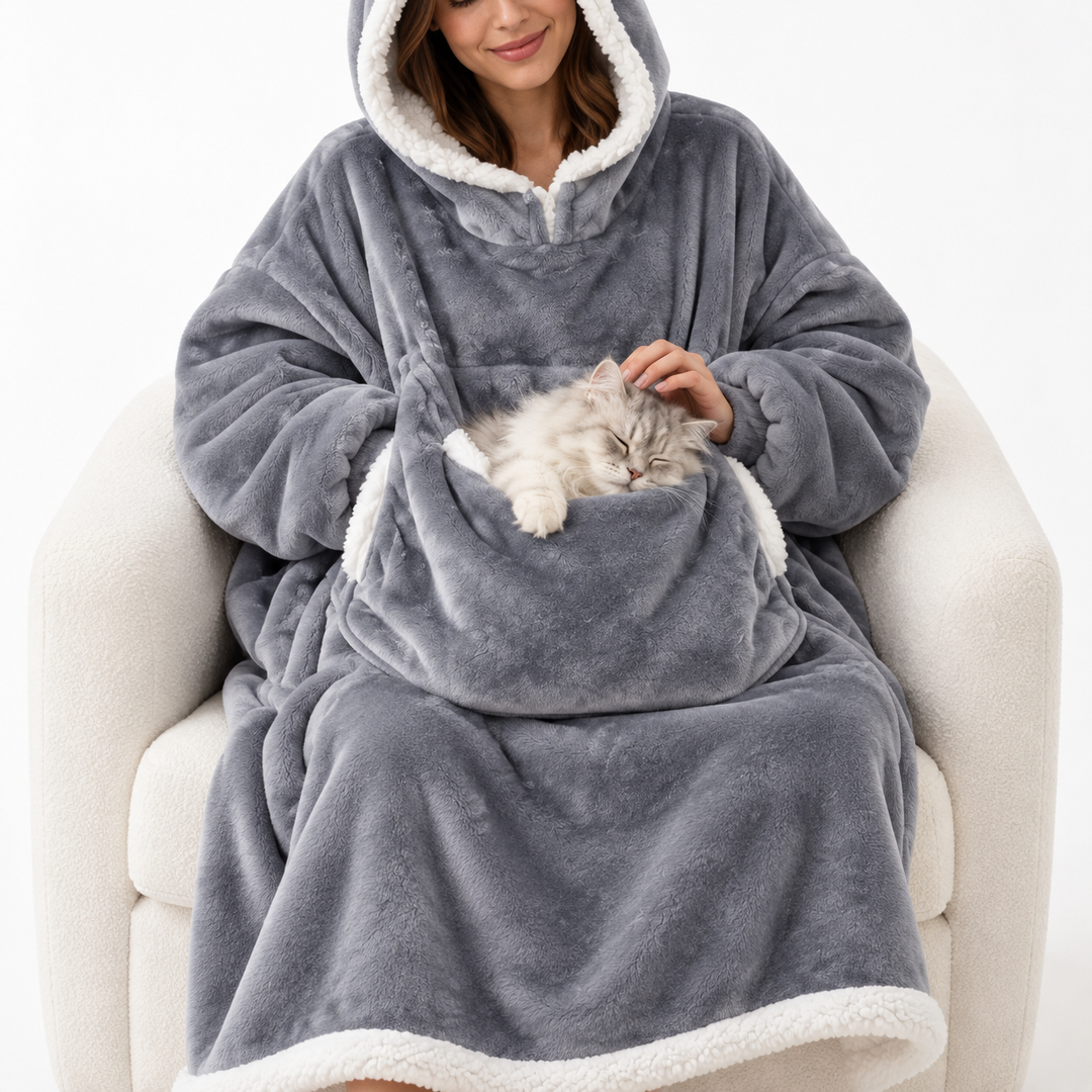 Rosaleen | Women's Oversized Sherpa Blanket Hoodie with Pet Pouch