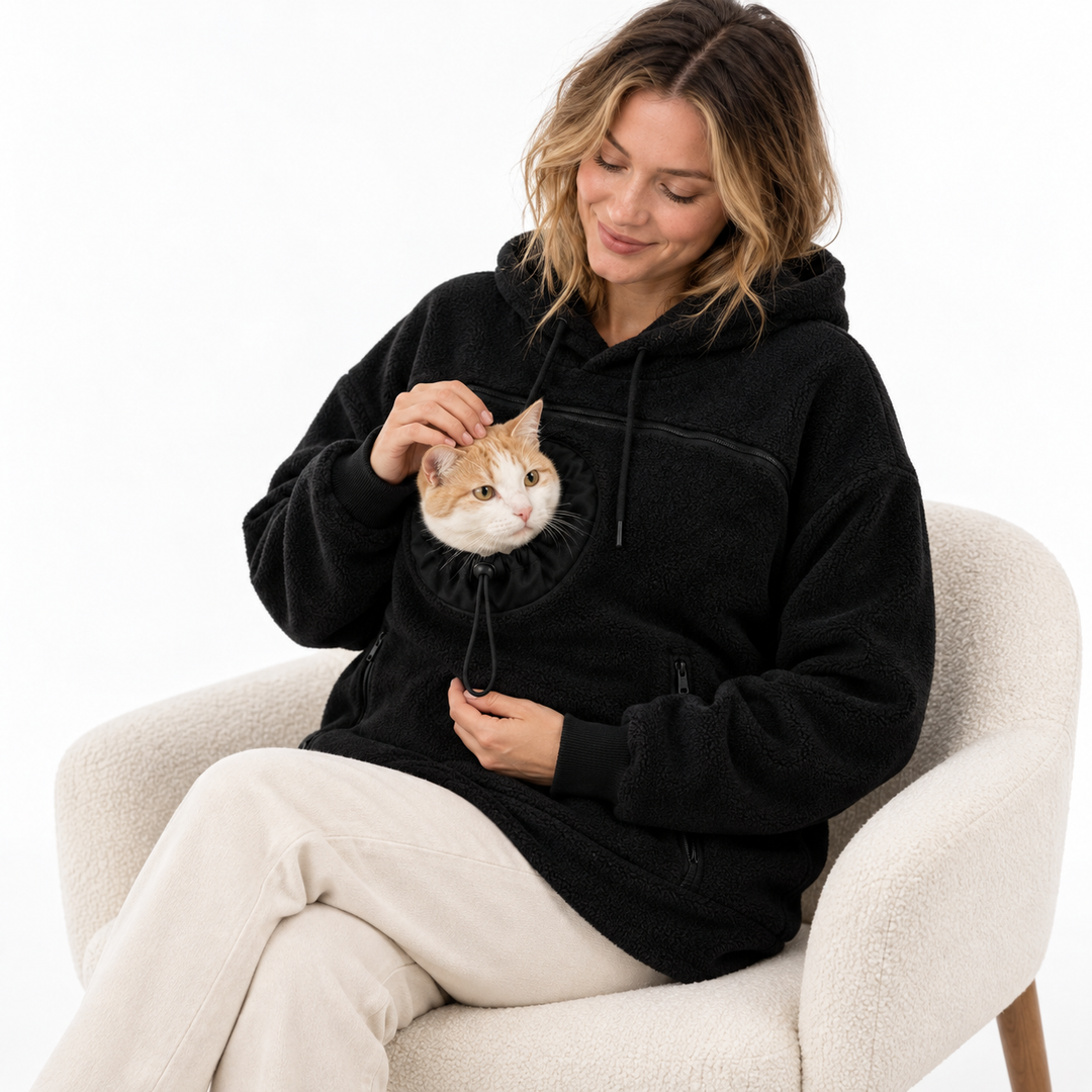 Corvina | Women's Sherpa Pet Carrier Hoodie with Peek-Out Pouch
