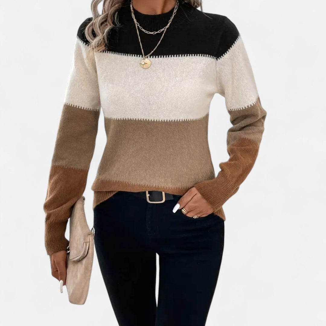 Charlene | Women's Striped Knit Crew Neck Sweater