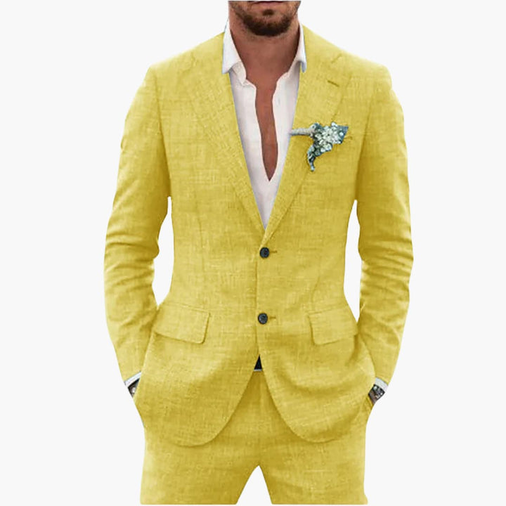 Herren-Leinenanzug – Zweiteiliges Set mit einreihigem Blazer & Hose für Sommer und Urlaub