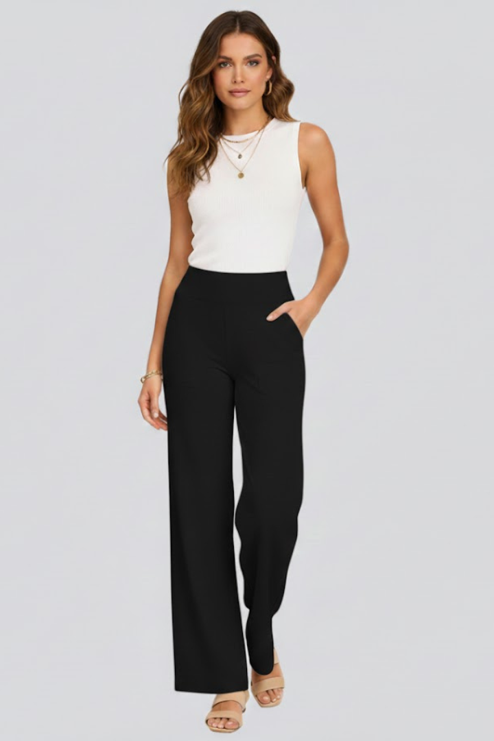 Dorinda | Women’s Wide-Leg Trousers with High Waist and Side Pockets