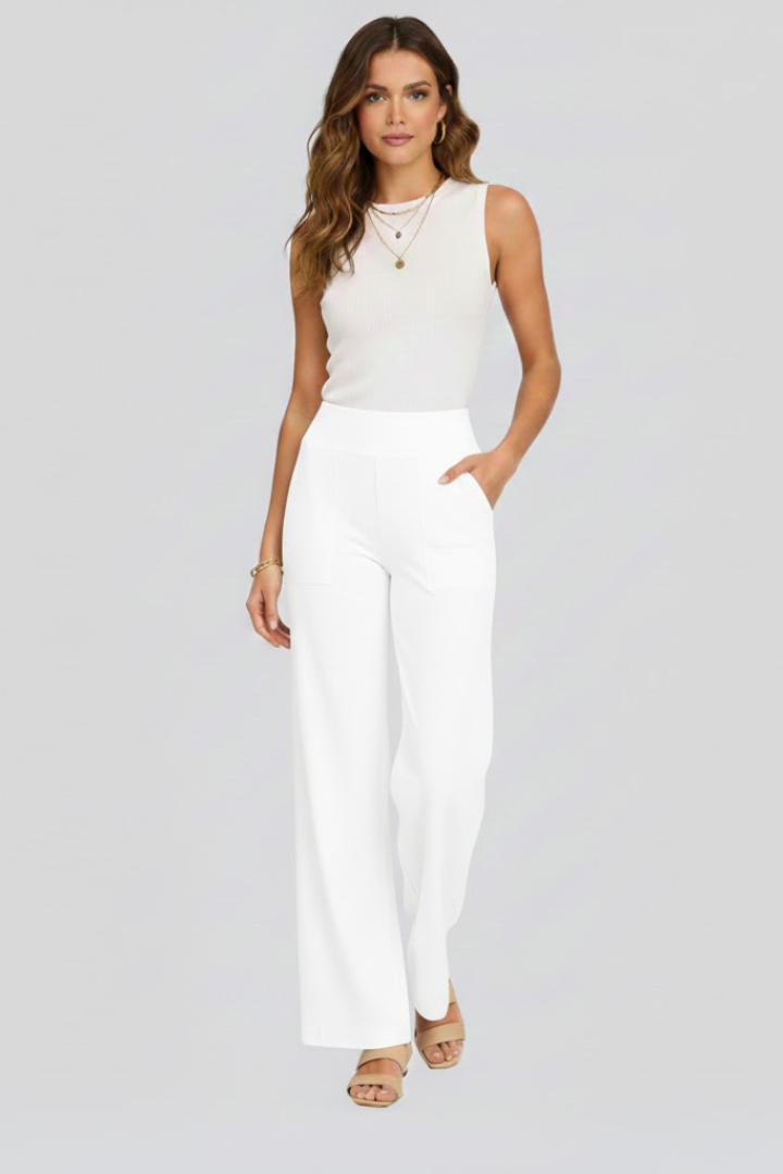 Dorinda | Women’s Wide-Leg Trousers with High Waist and Side Pockets
