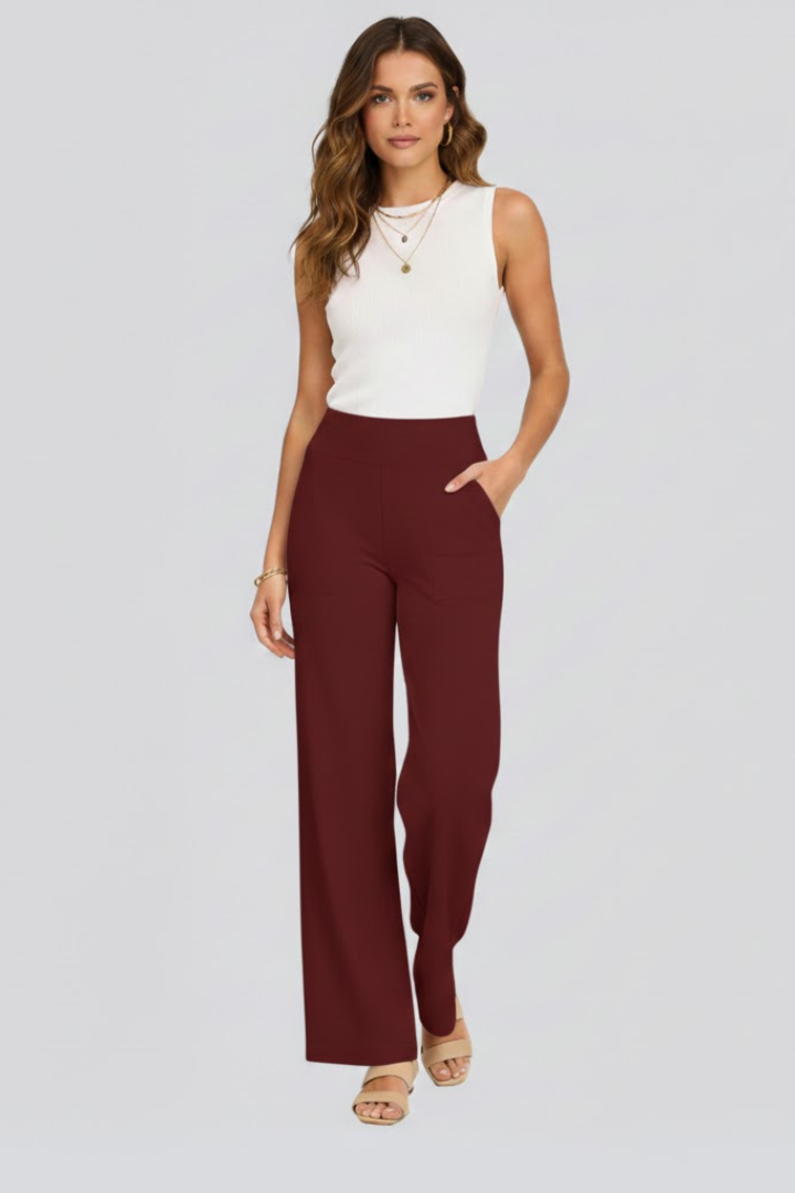 Dorinda | Women’s Wide-Leg Trousers with High Waist and Side Pockets