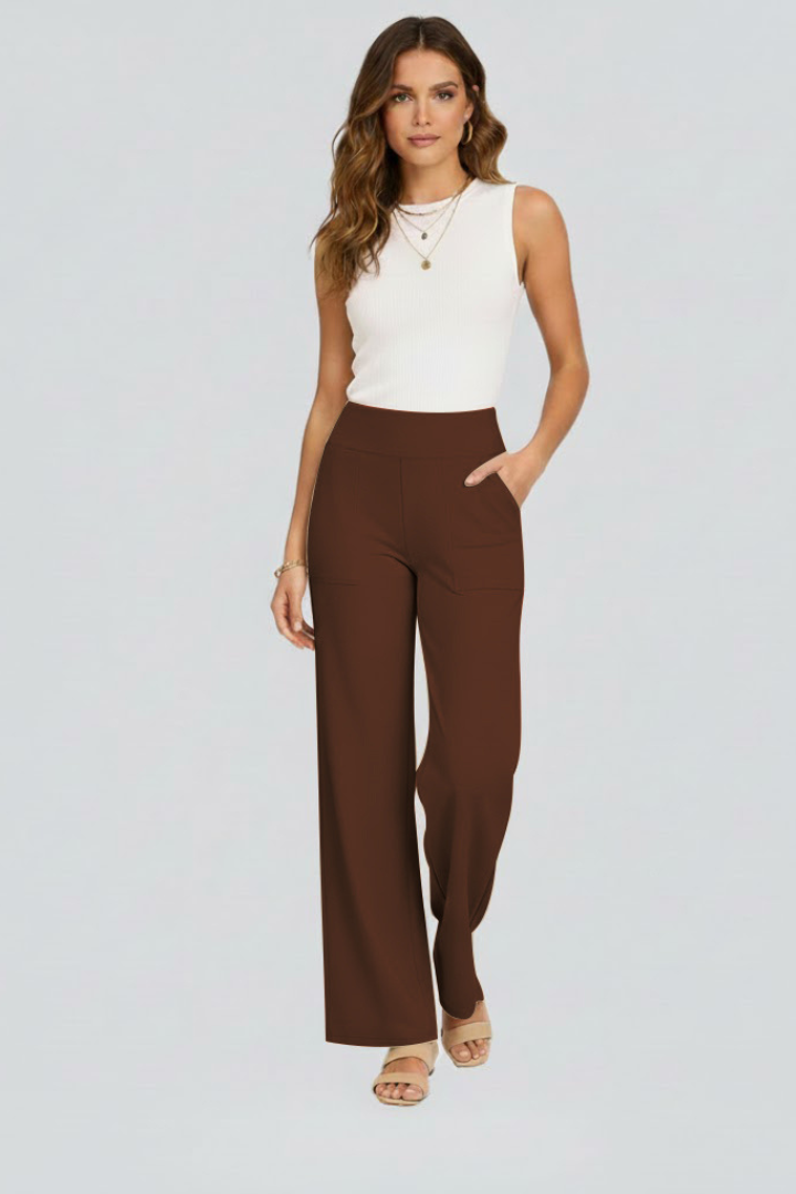 Dorinda | Women’s Wide-Leg Trousers with High Waist and Side Pockets