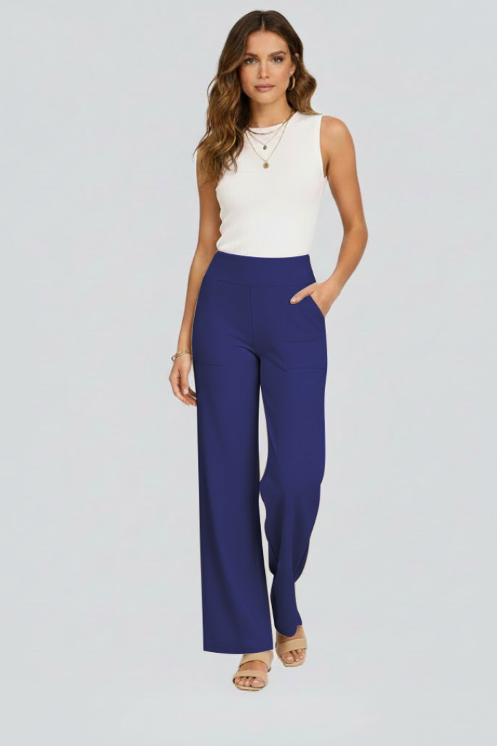 Dorinda | Women’s Wide-Leg Trousers with High Waist and Side Pockets
